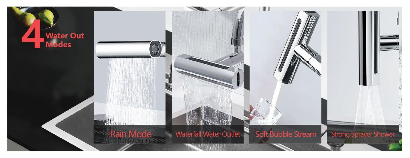 Fosilent New Lowered Prices on Stainless Steel Kitchen Sinks BZ9949 4 water modes